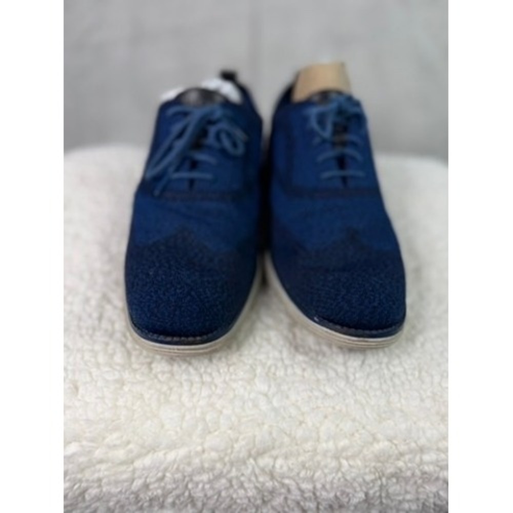 Cole Haan Zerogrand Wingtip Oxford Shoes Blue Knit Lace Up Men's Size 10